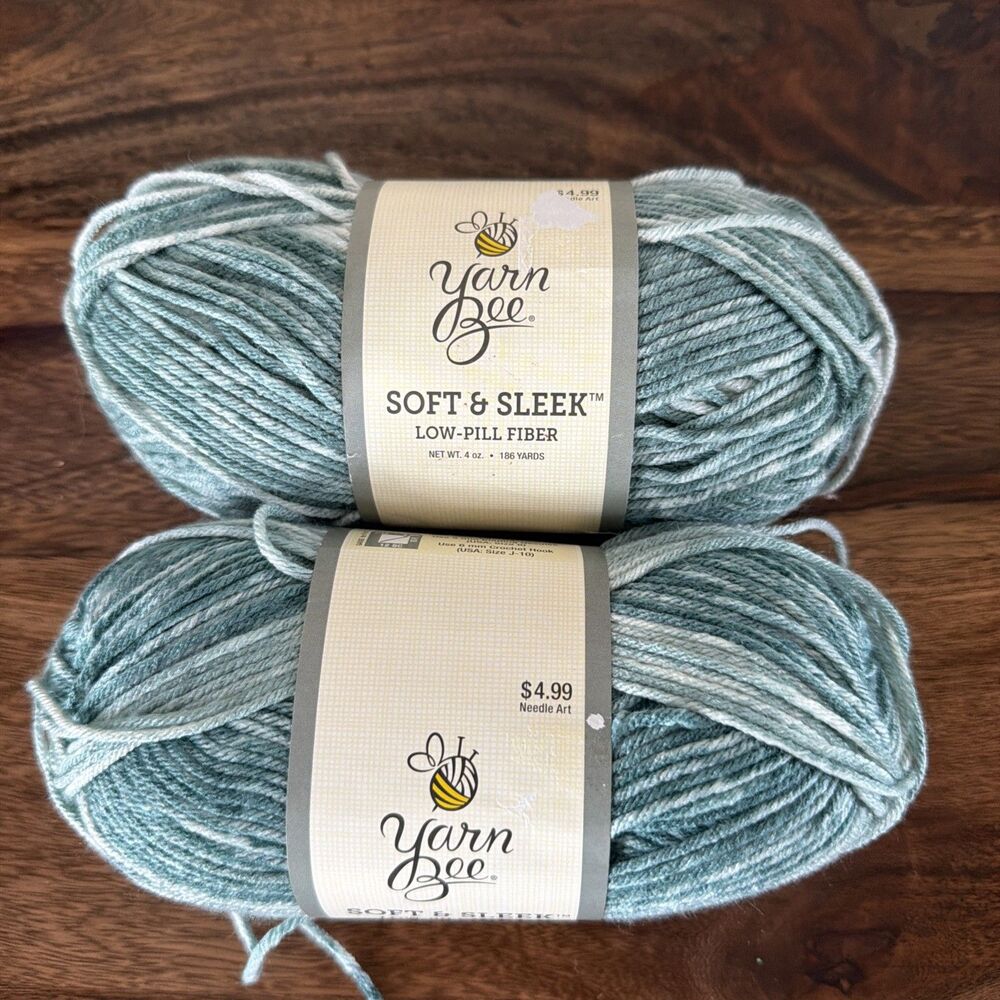 Yarn Bee Soft & Sleek Yarn - Teal Stripe - 2 skeins - 100% low pill acrylic